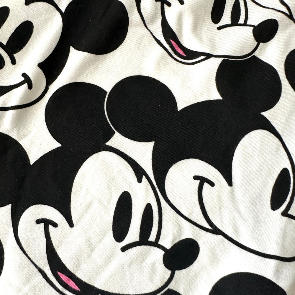 Disney Mickey Mouse Face Womens Biker Shorts Black White XL Cotton Spandex NWT - Picture 2 of 6